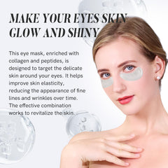PEAUAMIE patches being applied under the eyes show soothing hydration.