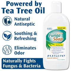 Pedifix FungaSoap foamy-lather demonstrates refreshing cleanse after workouts.