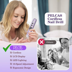 Pelcas pen-style nail drill with ergonomic design for comfortable use.