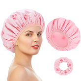 Pengxiaomei Gorro de ducha doble cara con cerezas, ideal para dos estilos en la ducha