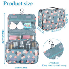 Pengxiaomei toiletry bag made with waterproof nylon keeps cosmetics dry during travel.