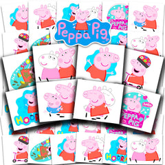 Peppa Pig temporary tattoos featuring Peppa and family, ideal party favors for kids.