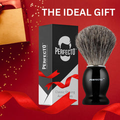 Perfecto badger shaving brush with black handle for comfortable grip