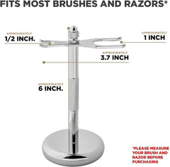 Perfecto Deluxe Stand universal fit accommodates most brushes and razors.