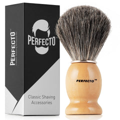 Perfecto synthetic shaving brush with ultra-soft bristles for a smooth, comfortable shave.