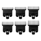 Perfitech 6-piece guard set showing 1/16 to 3/8 inch lengths for precise fades.