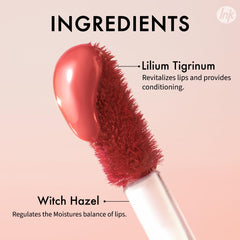 Peripera Ink Mood Glowy Tint Happy Berry glossy finish on lips for natural glow.
