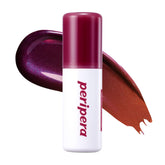Peripera Ink Peel Off Lip Stain color-change application on lips showing personalized hue