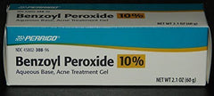 Perrigo tubo de gel para acné de 2.1 onzas, aplicación fácil.