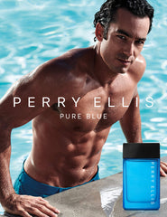Perry Ellis Pure Blue cap closeup highlighting premium design