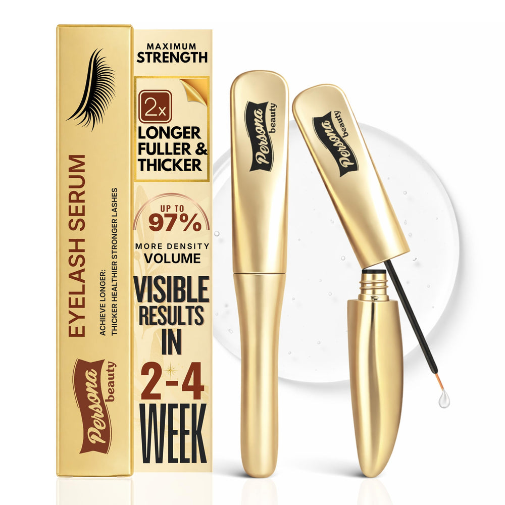 Persona Beauty eyelash growth serum bottle promotes longer, fuller lashes