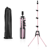 Pet Baby mannequin head stand with adjustable pink frame for precise wig styling.