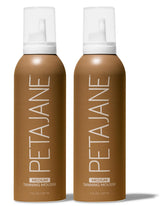 Peta Jane Medium Tanning Mousse bottles show two-pack packaging for easy tanning.