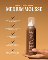 Peta Jane self-tanning mousse foam texture demonstrates smooth application.