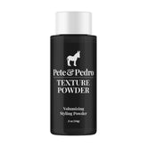 Pete & Pedro Texture Powder bottle front shows compact travel-size styling