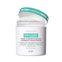Peter Thomas Roth Even Clearer Max Complexion Pads packaging on display for pore refinement.