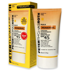 Peter Thomas Roth Max Mineral Sunscreen hand-application showing easy blend into skin.