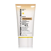 Peter Thomas Roth Max Mineral Sunscreen tube close-up showing universal tint for balanced skin tone.