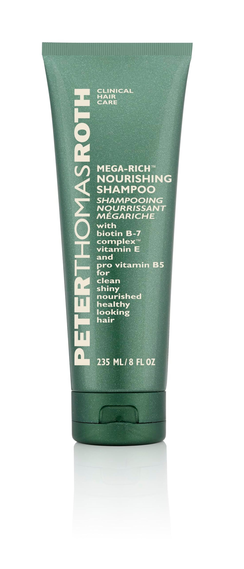 Peter Thomas Roth Mega-Rich Champú Nutritivo, botella en uso para cabello más nutrido y brillante