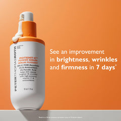 Peter Thomas Roth Potent-C Power Serum on hand during routine application.