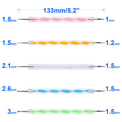 Petutu embossing stylus with stainless steel ball ends and colorful acrylic handles.
