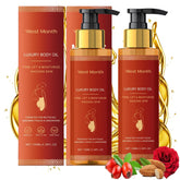 pewatul Body Firming Oil bottle pouring for even hydration and smooth application.