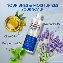 PHARMBANNER lavender oil icon suggests soothing, calming scalp benefits.