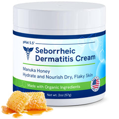 pHat 5.5 crema hidratante en frasco de 2 onzas para dermatitis seborreica.