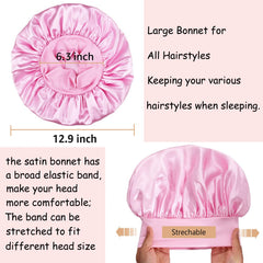 PHILIGHTS satin bonnet used during skincare to keep hair tidy and protected