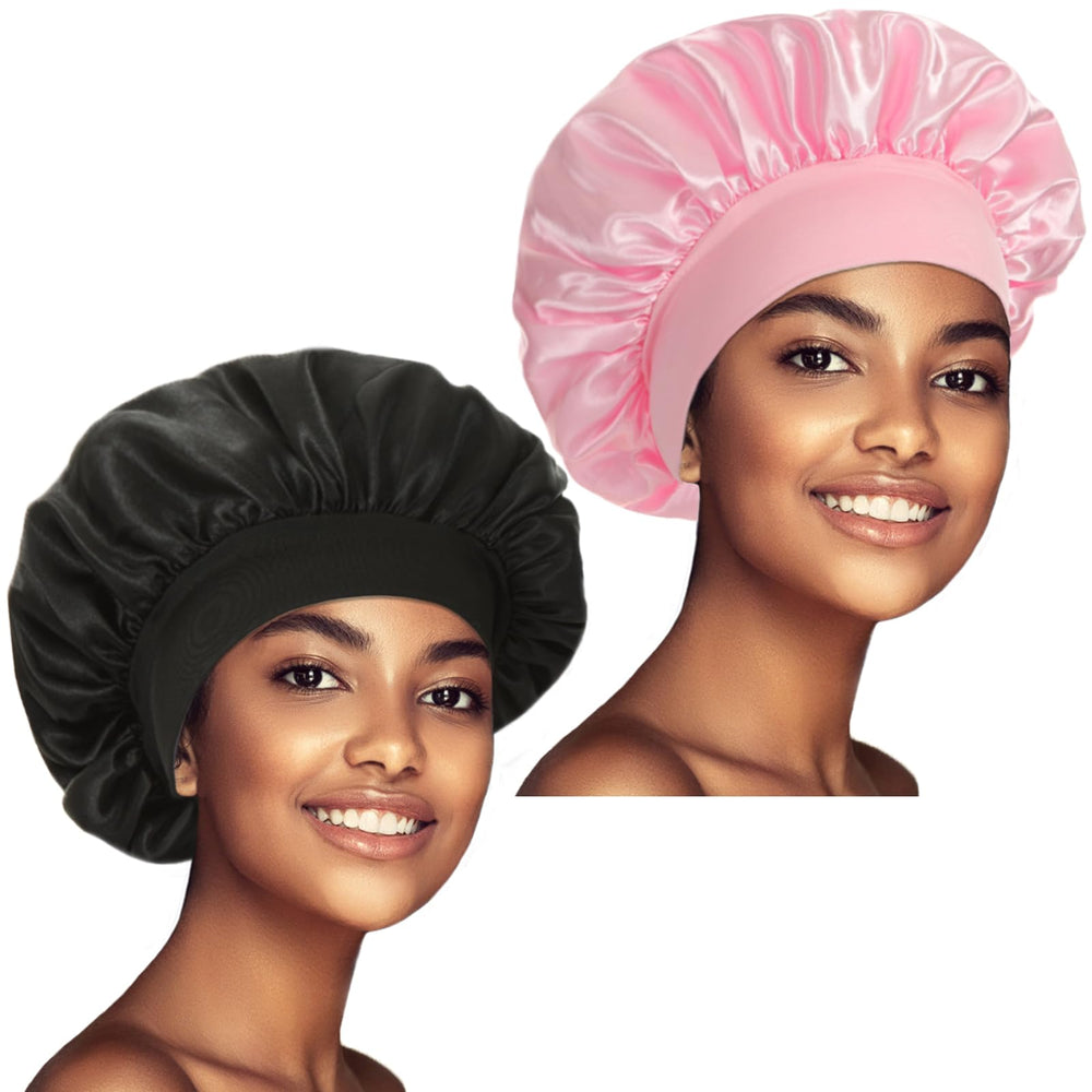 PHILIGHTS satin bonnet pack closeup shows soft fabric and elastic band for comfortable wear