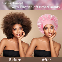PHILIGHTS satin bonnet worn at night to protect curls while sleeping