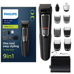 Philips Norelco MG3740 all-in-one trimmer with versatile attachments for facial, head, and body grooming