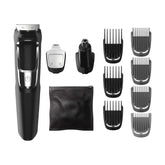 Philips Norelco Multigroom 3000 front view showing versatile grooming with steel blades.