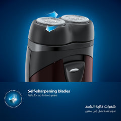 Philips PQ206 self-sharpening blades detail for lasting sharpness