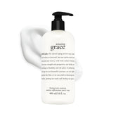 Philosophy Amazing Grace firming body emulsion bottle showcases bergamot and muguet notes for daily hydration.