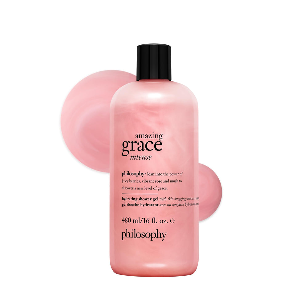 Philosophy Amazing Grace intense shower gel bottle highlights hydration