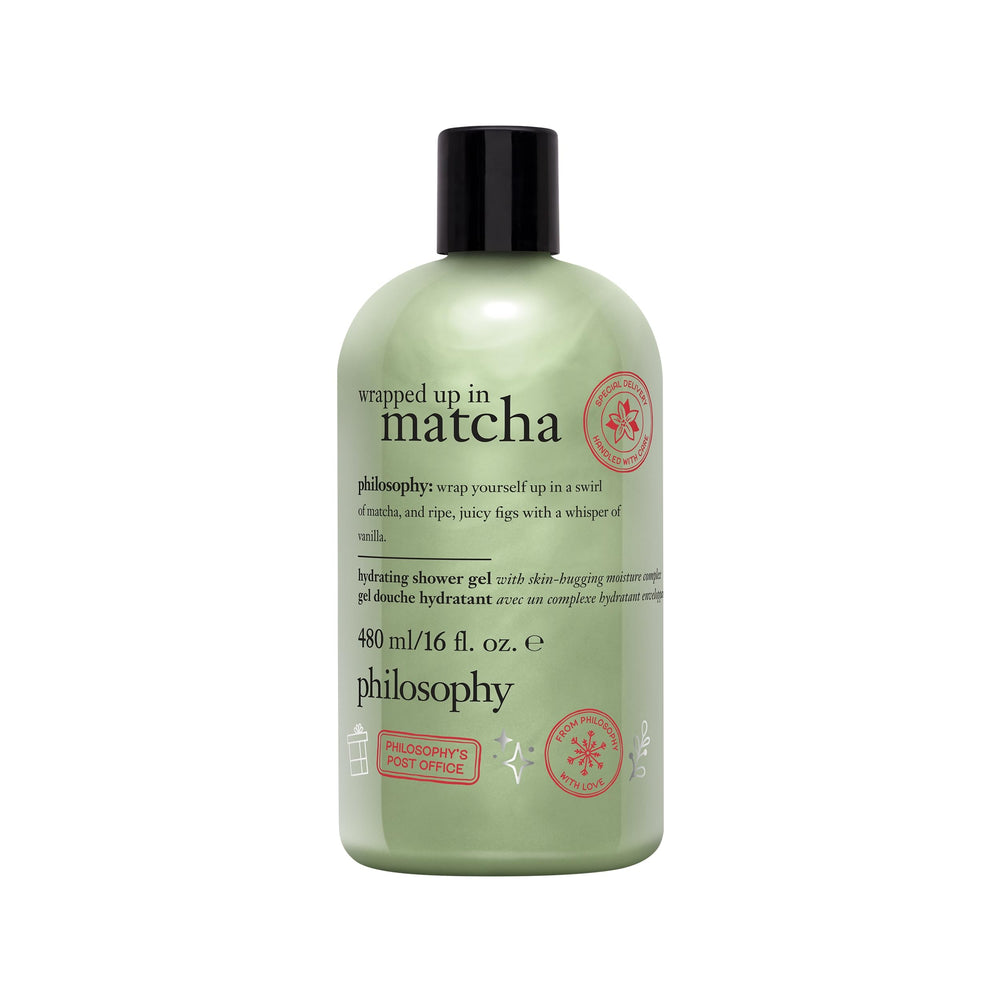 philosophy gel de ducha 16 oz, botella enfocada con hidratación y aroma festivo.