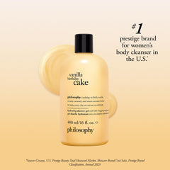 Philosophy Vanilla Birthday Cake Shower Gel foam gives gentle cleansing.