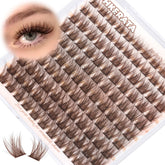 PHKERATA brown lash clusters in 10-12mm for natural daytime enhancement