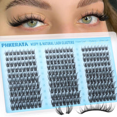 PHKERATA eyelash clusters 240pcs pack for natural dense wispy daily looks.