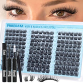 PHKERATA natural lash clusters 180pcs kit for seamless daily flutter and easy DIY use.