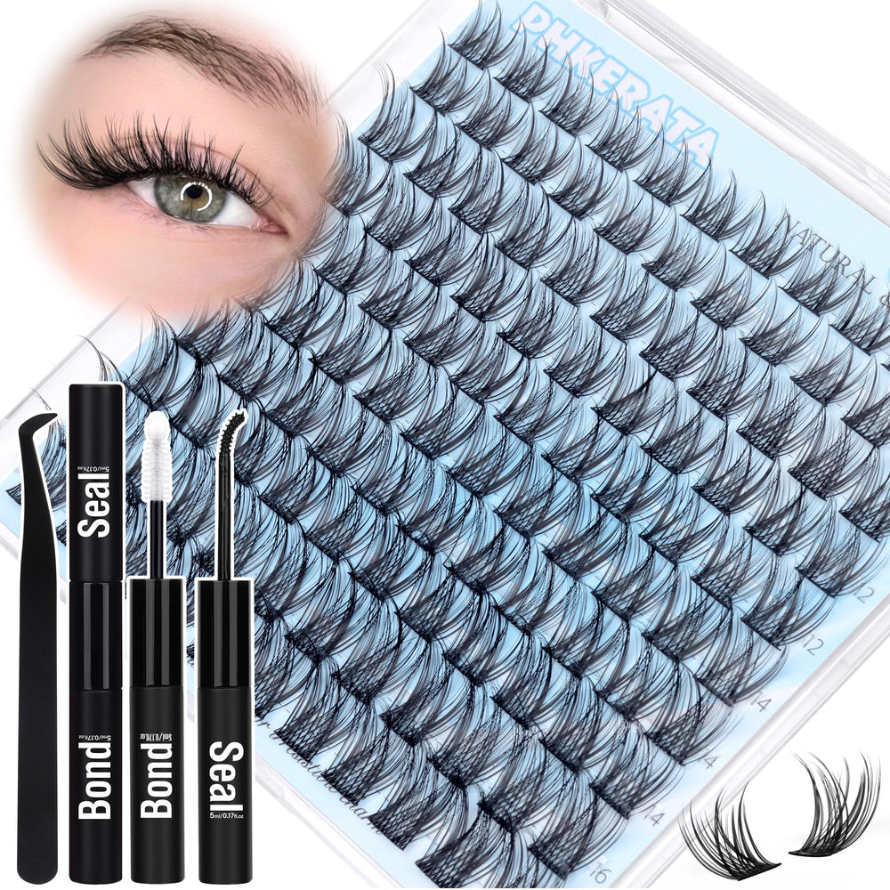 PHKERATA natural lash clusters kit closeup with 110pcs for customizable looks