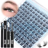 PHKERATA natural lash clusters kit closeup with 110pcs for customizable looks