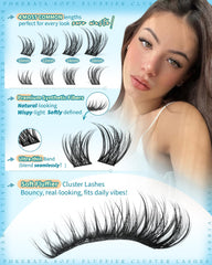 PHKERATA wispy lash clusters with C-curly blend naturally for a soft flutter.