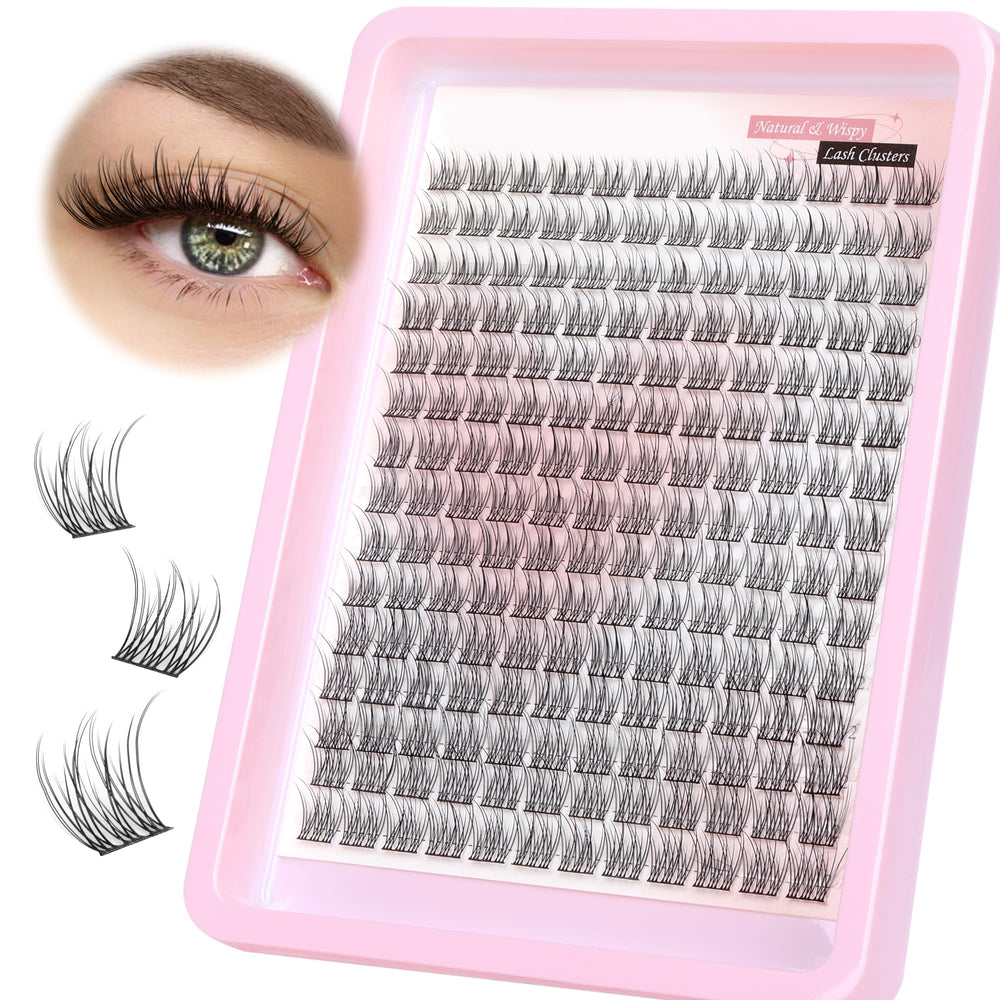 PHKERATA Wispy Lash Clusters 180-piece pack for natural daily lashes.