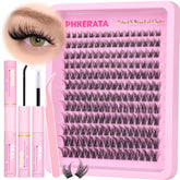 PHKERATA Wispy Lash Clusters Kit with 192 pieces for a fuller, natural-looking lash line at home.