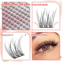 PHKERATA Wispy Lash Clusters with 9-12mm lengths for versatile styling.