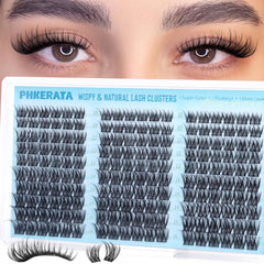 PHKERATA Wispy Lash Clusters with wide band for secure all-day wear.
