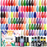 Phoenixy Gel Nail Polish 30-Piece Dark Color Collection bottles display rich tones for mature looks.