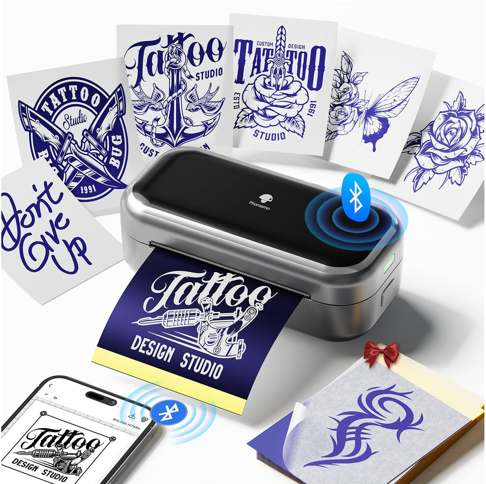 Phomemo TP31 mini tattoo printer front view highlighting portable design for on-the-go use.